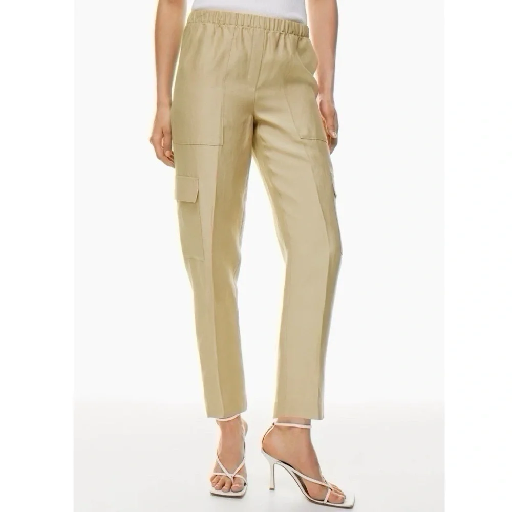Aritzia Babaton Women’s Titan Linen Cargo Pants Humus Beige